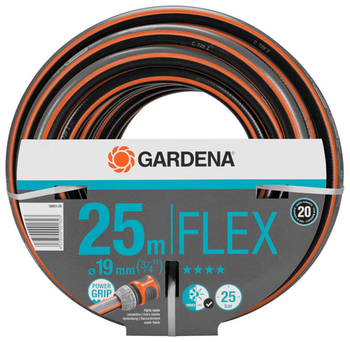 Gardena Comfort FLEX Schlauch 19 mm (3/4 Zoll), 25 m: Formstabiler, flexibler Gartenschlauch mit Power-Grip-Profil, aus hochwertigem Spiralgewebe, 25 bar Berstdruck, ohne Systemteile (18053-20)