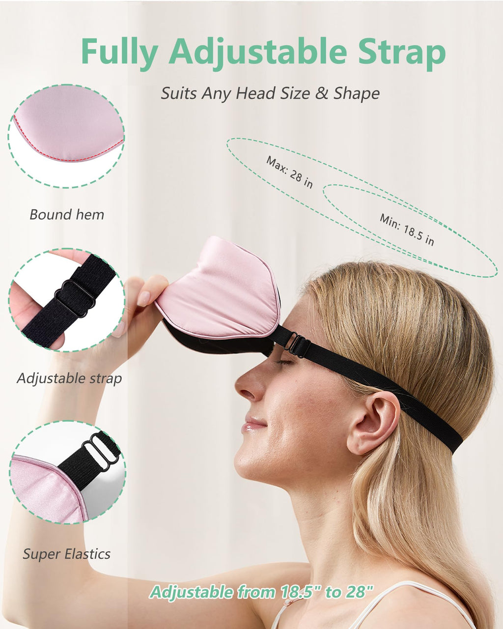 BeeVines Schlafmaske aus 100% Seide, lichtblockierende Augenmasken (2 PCS)