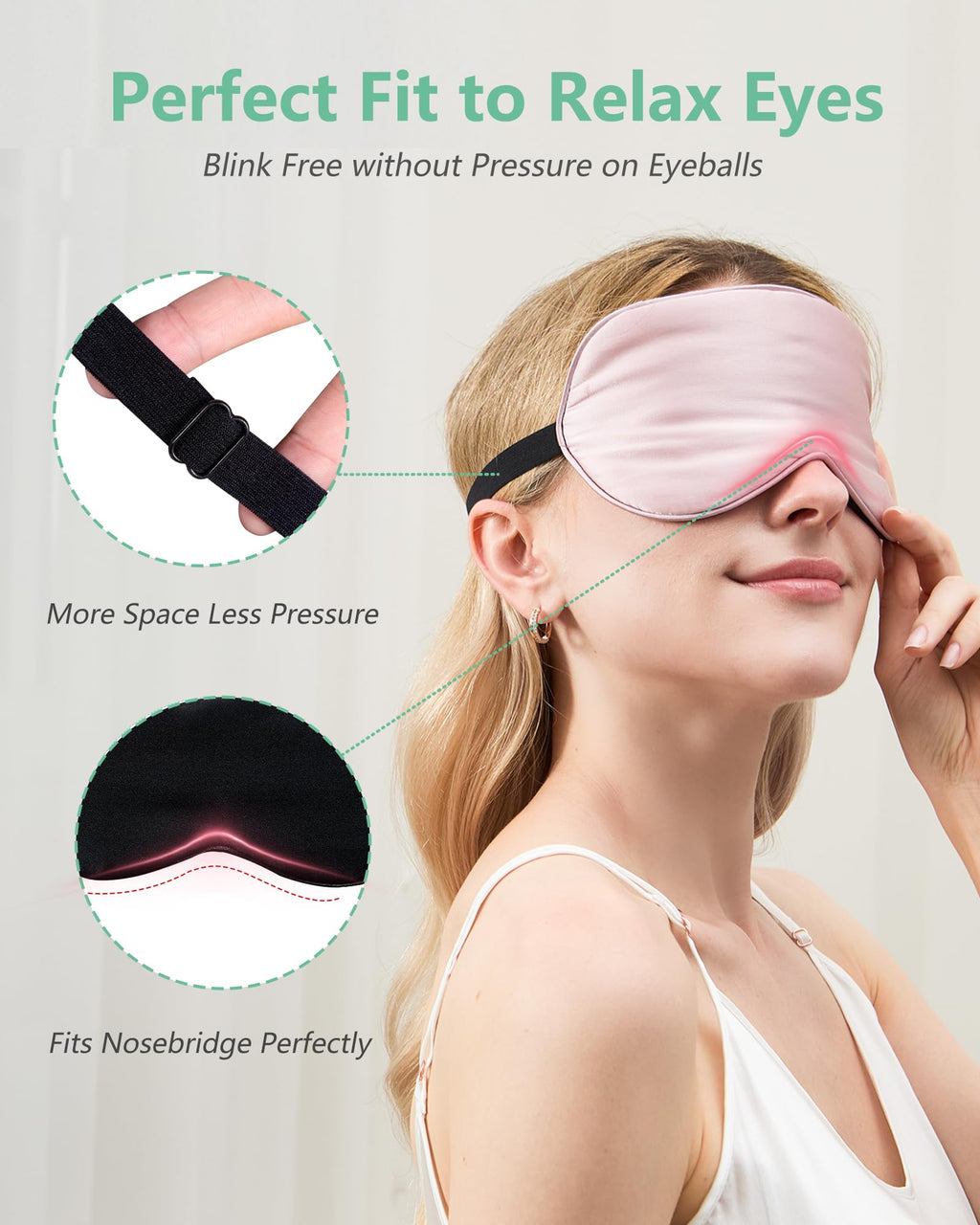 BeeVines Schlafmaske aus 100% Seide, lichtblockierende Augenmasken (2 PCS)