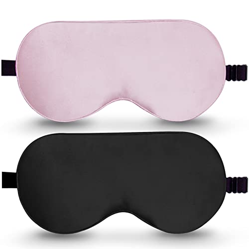 BeeVines Schlafmaske aus 100% Seide, lichtblockierende Augenmasken (2 PCS)