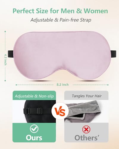 BeeVines Schlafmaske aus 100% Seide, lichtblockierende Augenmasken (2 PCS)