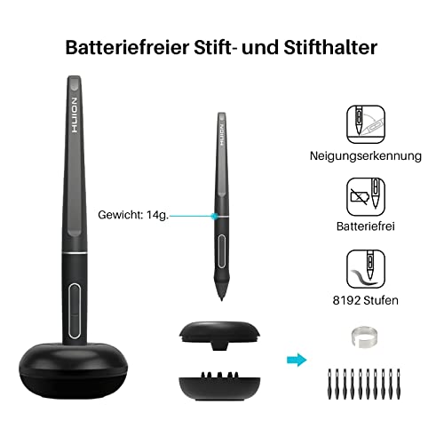HUION Kamvas Pro 13 Grafiktablett mit Display, 13,3 Zoll, 8192 Druckstufen
