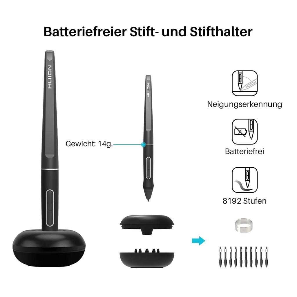 HUION Kamvas Pro 13 Grafiktablett mit Display, 13,3 Zoll, 8192 Druckstufen