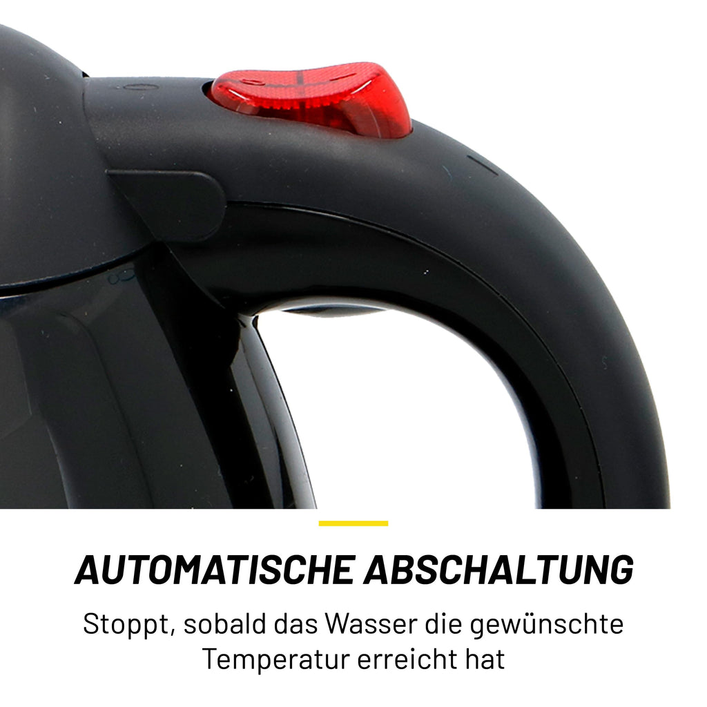 Dunlop Reise-Wasserkocher 0,8L - 24V Wasserkocher für LKW und Wohnmobil - mit Zigarettenanzünder-Stecker, automatischer Abschaltung und Trockenkochschutz - Kunststoff - Schwarz