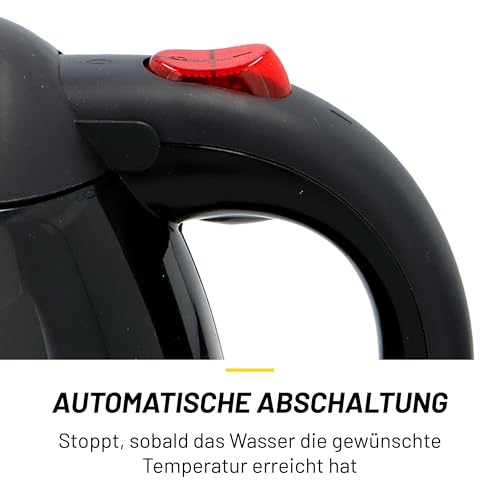 Dunlop Reise-Wasserkocher 0,8L - 24V Wasserkocher für LKW und Wohnmobil - mit Zigarettenanzünder-Stecker, automatischer Abschaltung und Trockenkochschutz - Kunststoff - Schwarz