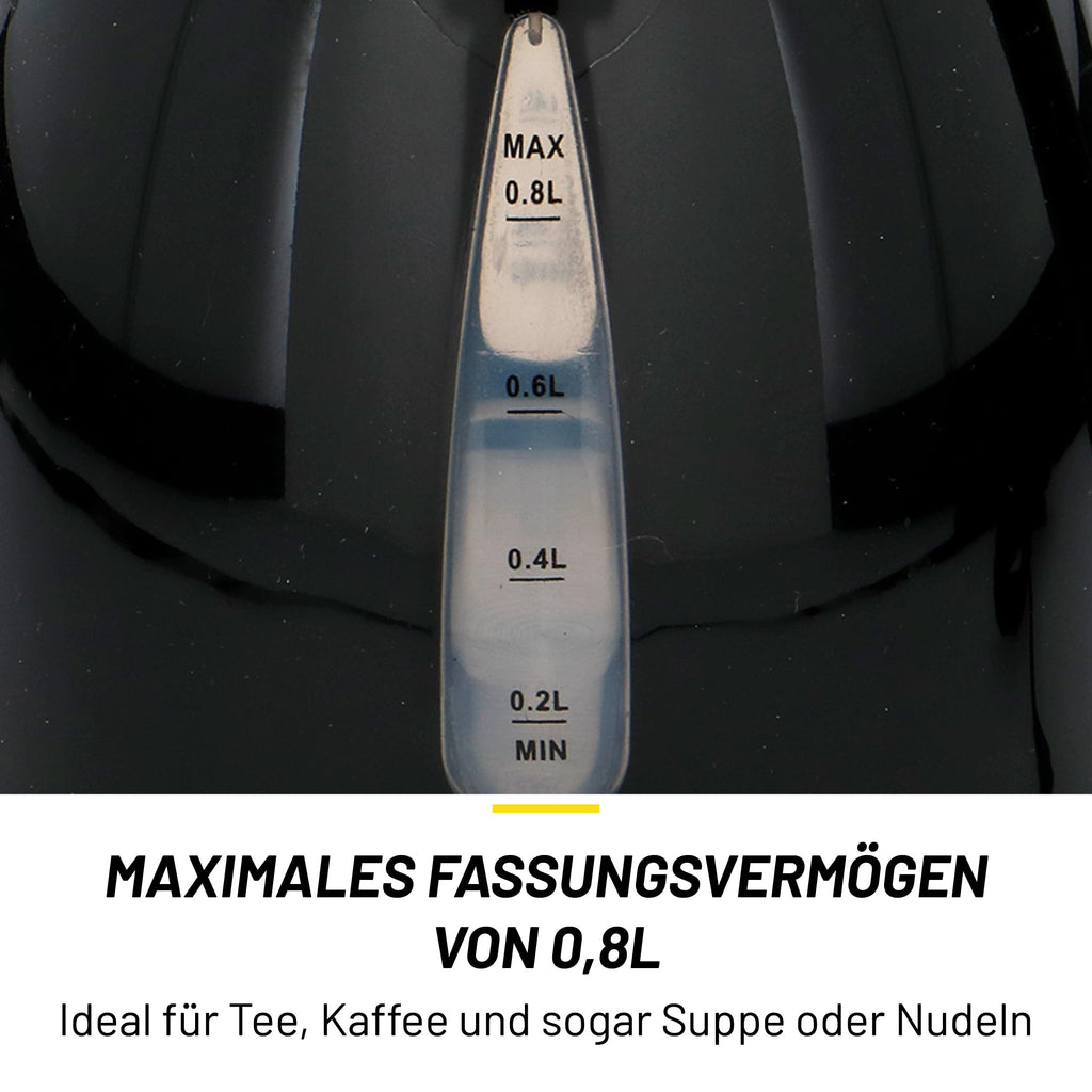 Dunlop Reise-Wasserkocher 0,8L - 24V Wasserkocher für LKW und Wohnmobil - mit Zigarettenanzünder-Stecker, automatischer Abschaltung und Trockenkochschutz - Kunststoff - Schwarz