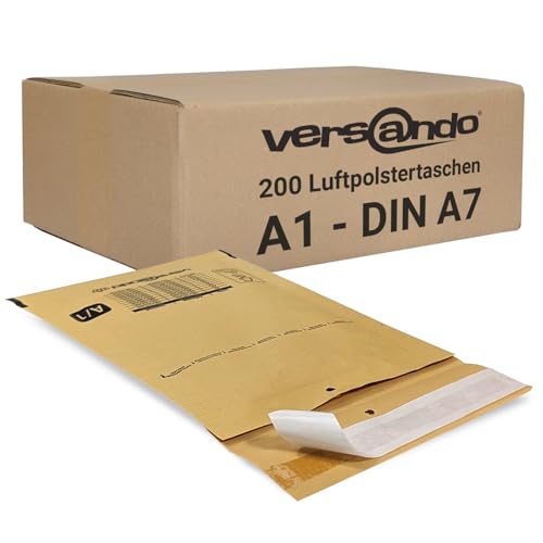 versando 200x A1 Luftpolsterumschläge Innenmaß 100 x 165 mm Außenmaß 120 x
