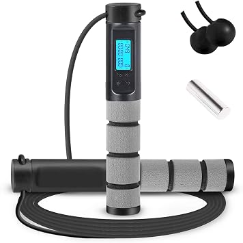 Springseil, gewichtetes Springseil mit zähler, einstellbares Springseil mit Kugellager und rutschfesten Griffen - schnurloses Springseil für Workout, Fitness, Boxen für Männer, Frauen, Kinder