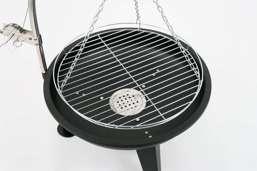 BBQ-Toro Schwenkgrill Ø 64 cm | Holzkohlegrill mit Feuerschale | Dreibein für Gulaschkessel | Grillrost Ø 54 cm, Grillgestell mit Feuerwanne, mit Kurbel, Kohlegrill