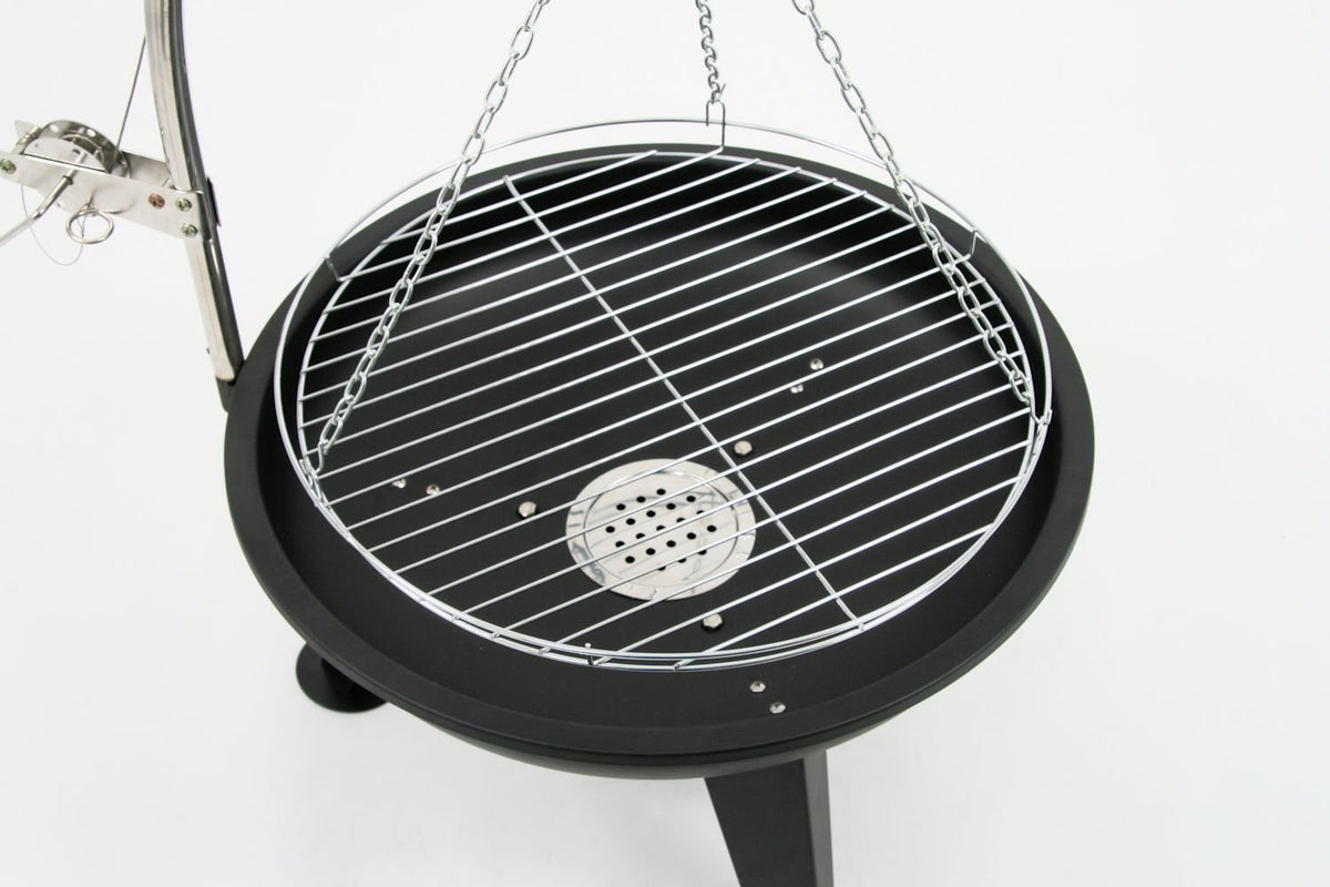 BBQ-Toro Schwenkgrill Ø 64 cm | Holzkohlegrill mit Feuerschale | Dreibein für Gulaschkessel | Grillrost Ø 54 cm, Grillgestell mit Feuerwanne, mit Kurbel, Kohlegrill