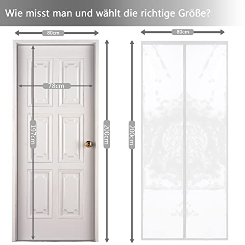 Isolier Schutz Vorhang, Magnet Wärmeschutzvorhang für Türen, Kälteschutz und Wärmeschutz im Winter, Ideal für die Nutzung von Klimaanlagen im Sommer, Kinderleichte Klebemontage Ohne Bohren- 70x180cm