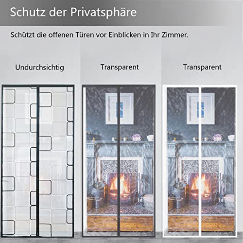 Isolier Schutz Vorhang, Magnet Wärmeschutzvorhang für Türen, Kälteschutz und Wärmeschutz im Winter, Ideal für die Nutzung von Klimaanlagen im Sommer, Kinderleichte Klebemontage Ohne Bohren- 70x180cm