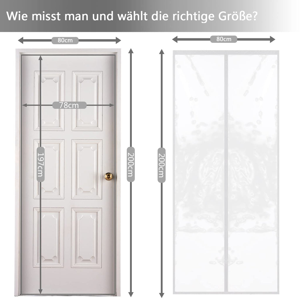 Isolier Schutz Vorhang, Magnet Wärmeschutzvorhang für Türen, Kälteschutz und Wärmeschutz im Winter, Ideal für die Nutzung von Klimaanlagen im Sommer, Kinderleichte Klebemontage Ohne Bohren- 70x180cm