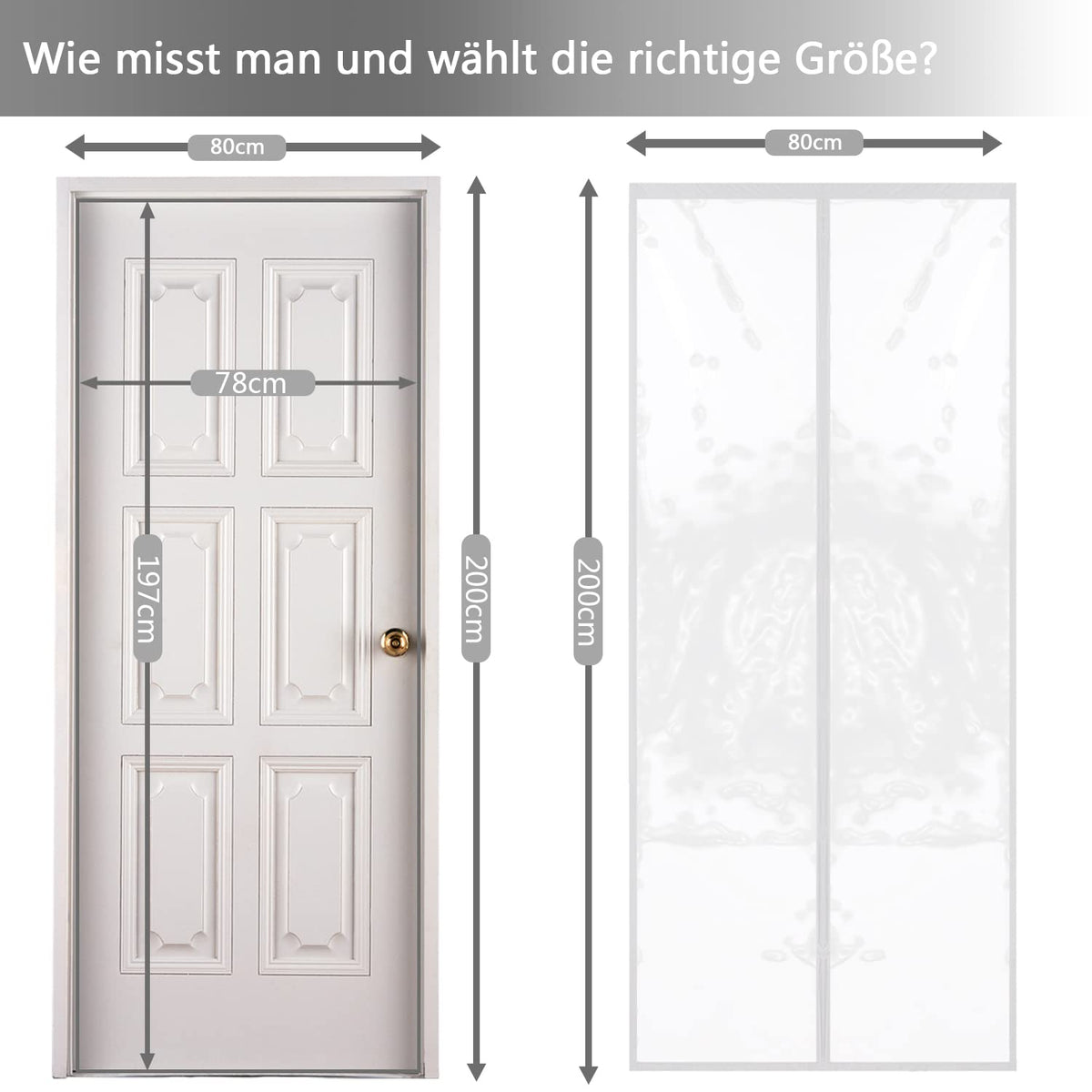 Isolier Schutz Vorhang, Magnet Wärmeschutzvorhang für Türen, Kälteschutz und Wärmeschutz im Winter, Ideal für die Nutzung von Klimaanlagen im Sommer, Kinderleichte Klebemontage Ohne Bohren- 70x180cm