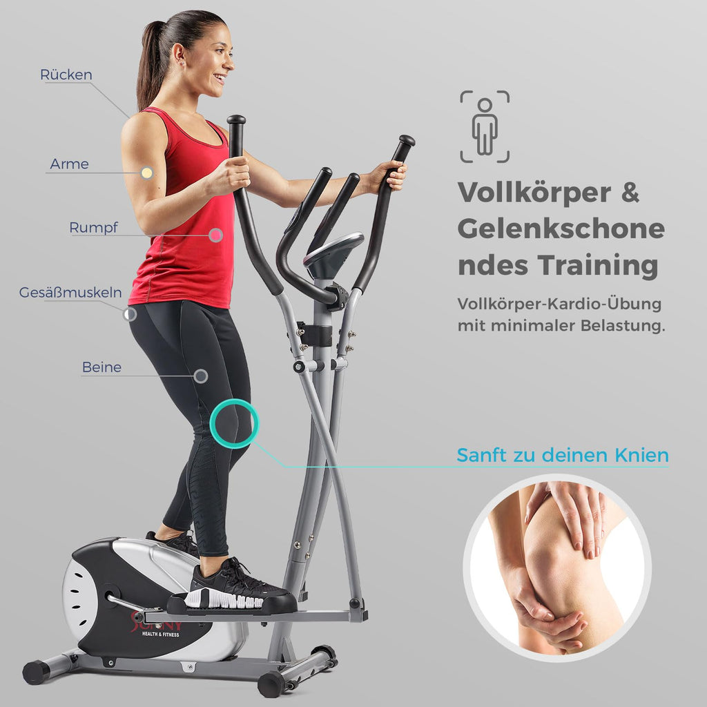 Sunny Health & Fitness Smarter Upright-Ellipsentrainer mit Pulssensor