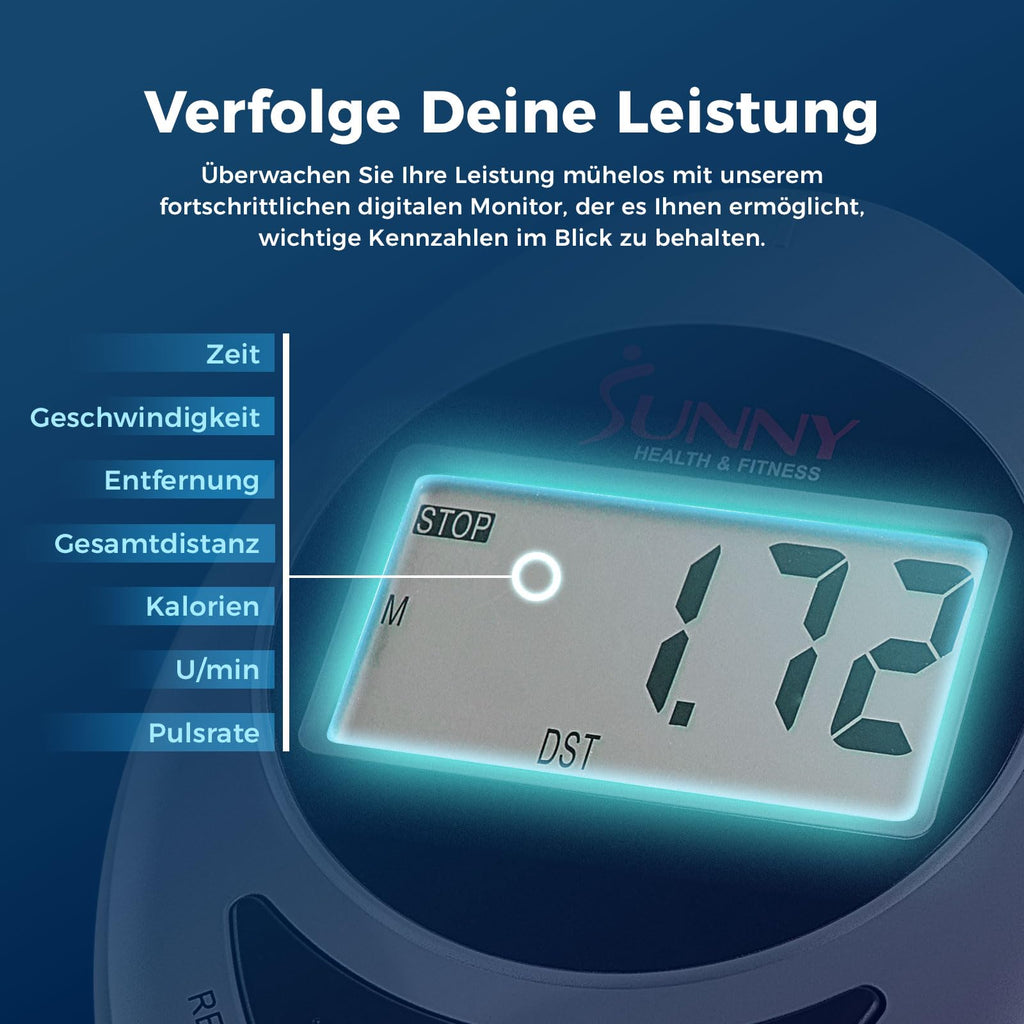Sunny Health & Fitness Smarter Upright-Ellipsentrainer mit Pulssensor