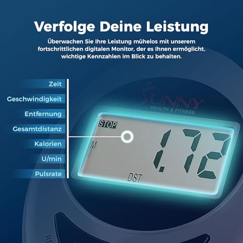 Sunny Health & Fitness Smarter Upright-Ellipsentrainer mit Pulssensor