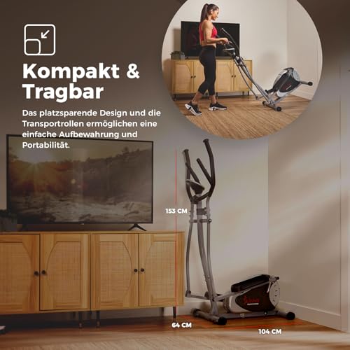 Sunny Health & Fitness Smarter Upright-Ellipsentrainer mit Pulssensor