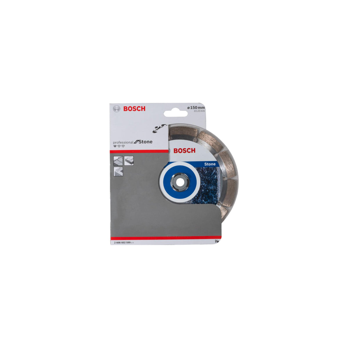 Bosch Professional 1x Diamanttrennscheibe Standard for Stone (für Stein, Granit, Beton, Ø 150 x 22,23 x 2 x 10 mm, Zubehör für Winkelschleifer)