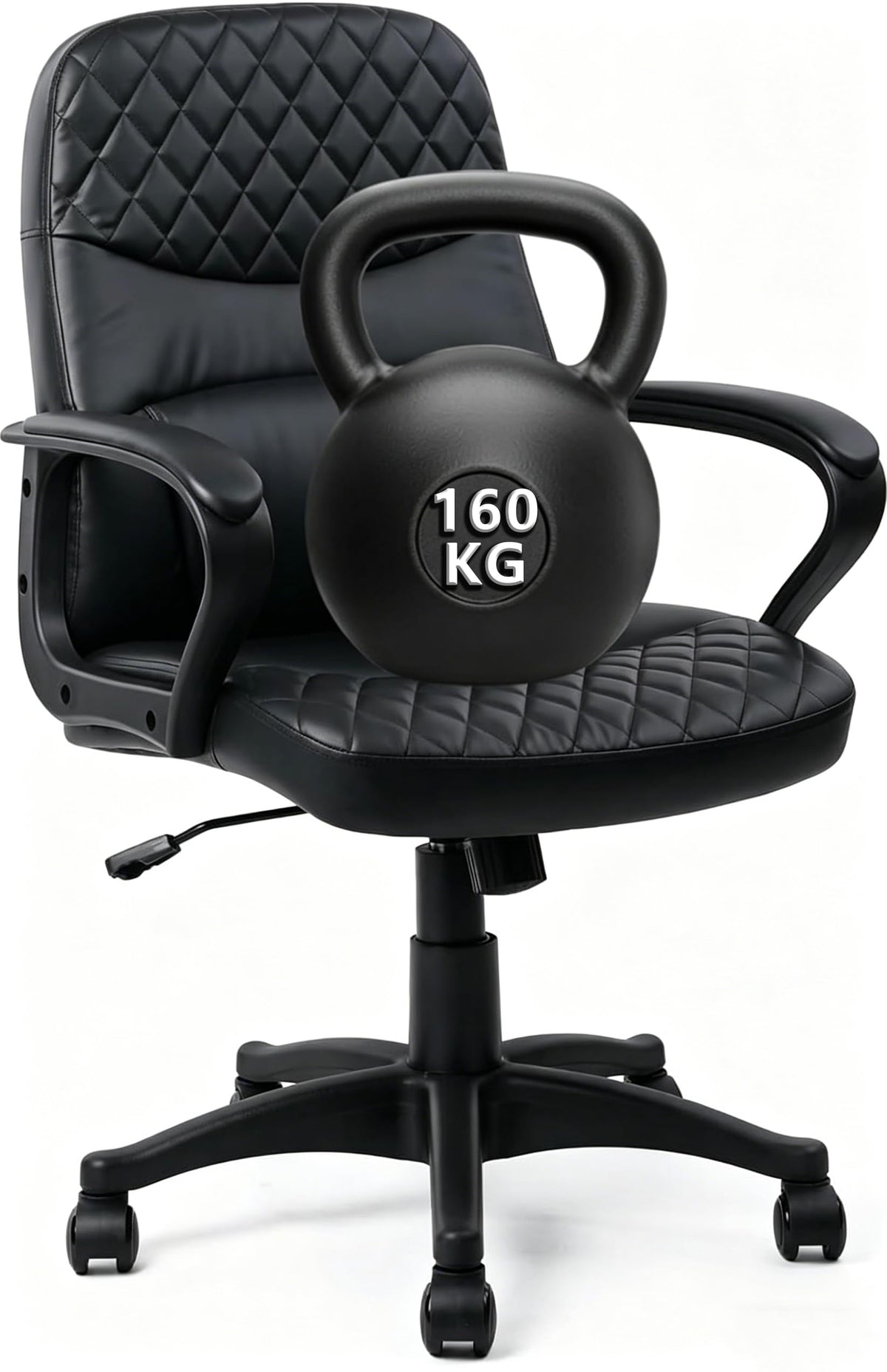 CLATINA PU-Leder Bürodrehstuhl Höhenverstellbarer ergonomischer Managerstuhl mit Armlehnen Mittelhohe Rückenlehne und Rollen Premium Design für Homeoffice Konferenz Arbeitszimmer Schwarz