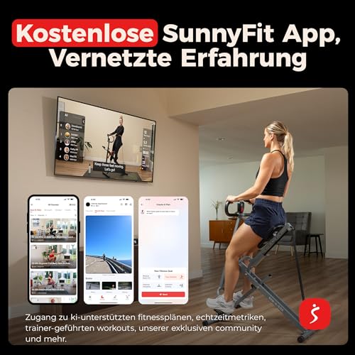 Sunny Health & Fitness Smart Row-N-Ride Kniebeugen- & Rudertrainer klappbar