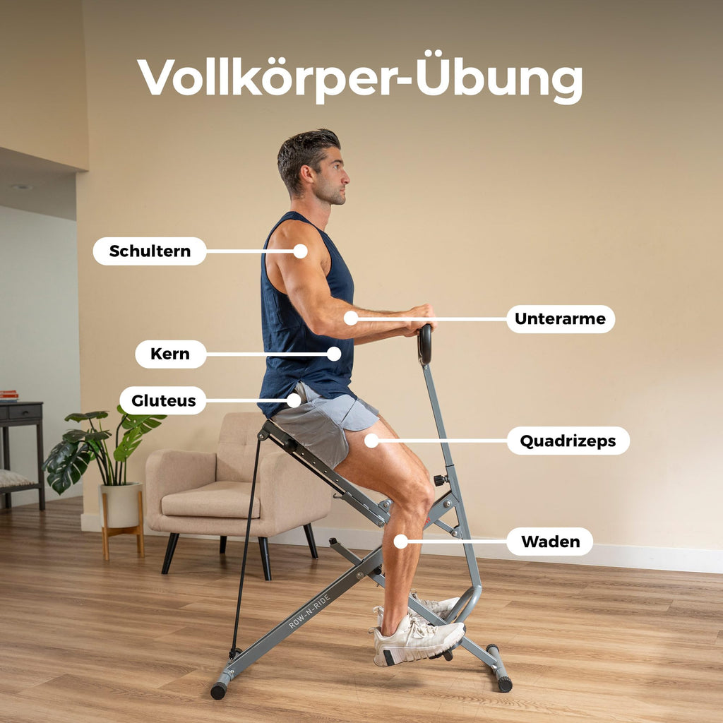 Sunny Health & Fitness Smart Row-N-Ride Kniebeugen- & Rudertrainer klappbar
