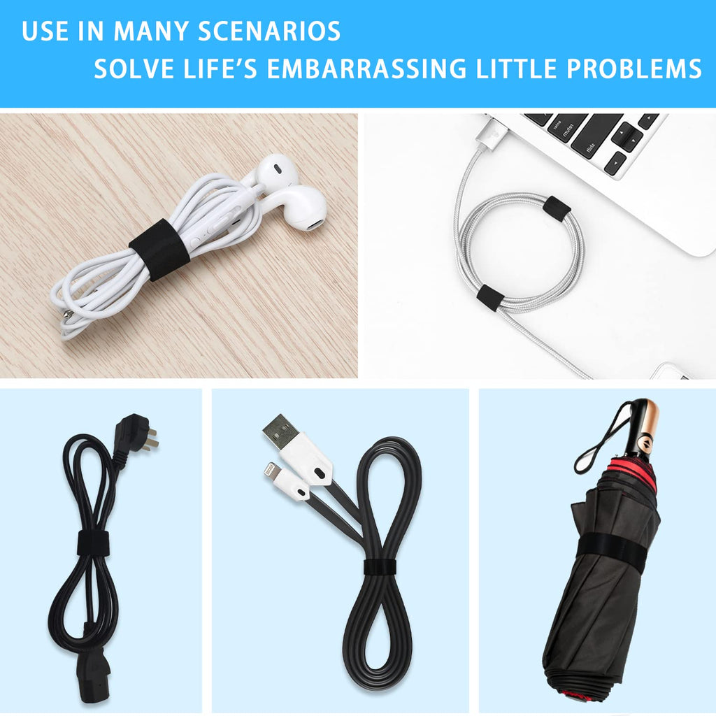 10m Klettband, 20mm Breit Klett Kabelbinder Wiederverschließbar, Frei Zuschneidbar Klettband Kabelbinder Schwarz, Kabel Klettbänder für Garten Oficina Hogar Schnüre Schläuche Kabel-Management usw