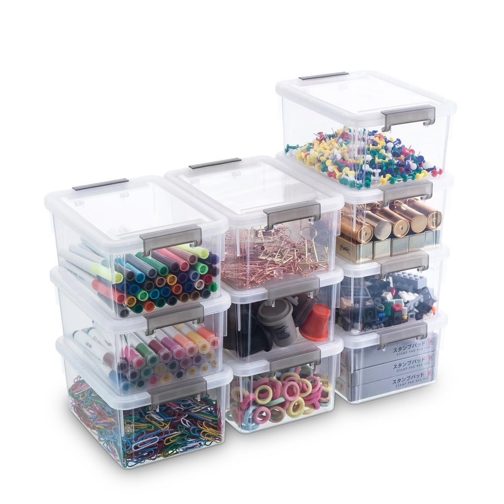 10er-Pack Aufbewahrungsboxen mit Deckel, Kleine Boxen à 1.2 L, 17.5 x 13 x 8 cm, Ideal zur Aufbewahrung von Schrauben, Nägeln, Haarklammern, Gummibändern und Wattestäbchen