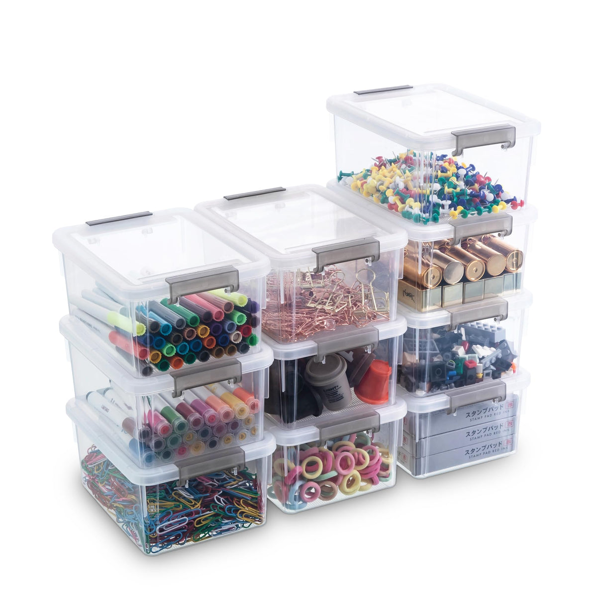 10er-Pack Aufbewahrungsboxen mit Deckel, Kleine Boxen à 1.2 L, 17.5 x 13 x 8 cm, Ideal zur Aufbewahrung von Schrauben, Nägeln, Haarklammern, Gummibändern und Wattestäbchen
