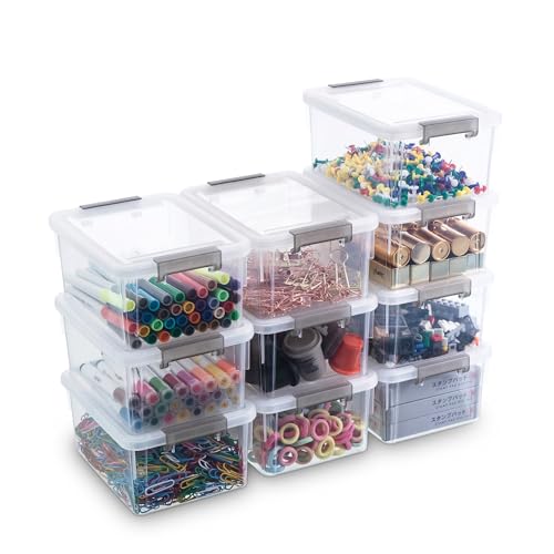 10er-Pack Aufbewahrungsboxen mit Deckel, Kleine Boxen à 1.2 L, 17.5 x 13 x 8 cm, Ideal zur Aufbewahrung von Schrauben, Nägeln, Haarklammern, Gummibändern und Wattestäbchen