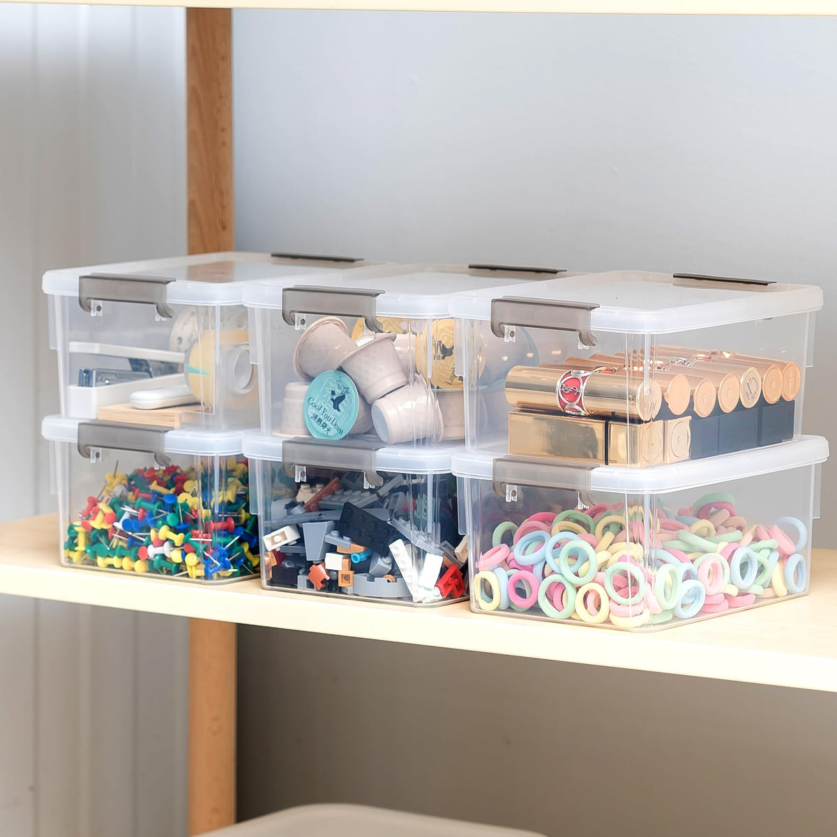 10er-Pack Aufbewahrungsboxen mit Deckel, Kleine Boxen à 1.2 L, 17.5 x 13 x 8 cm, Ideal zur Aufbewahrung von Schrauben, Nägeln, Haarklammern, Gummibändern und Wattestäbchen