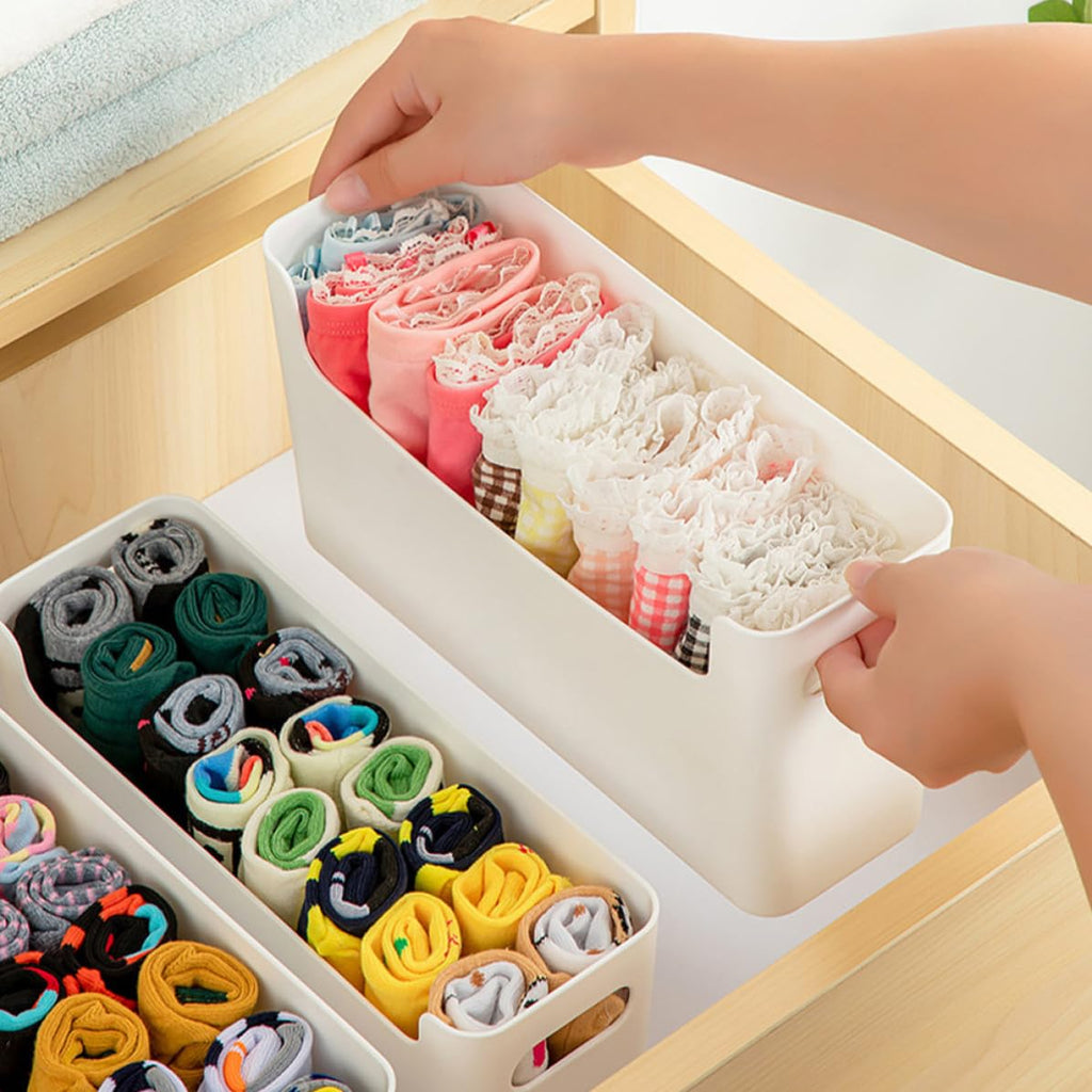 Schreibtisch Organizerbox 2 Stück aus Pp mit Griffen, Weiß
