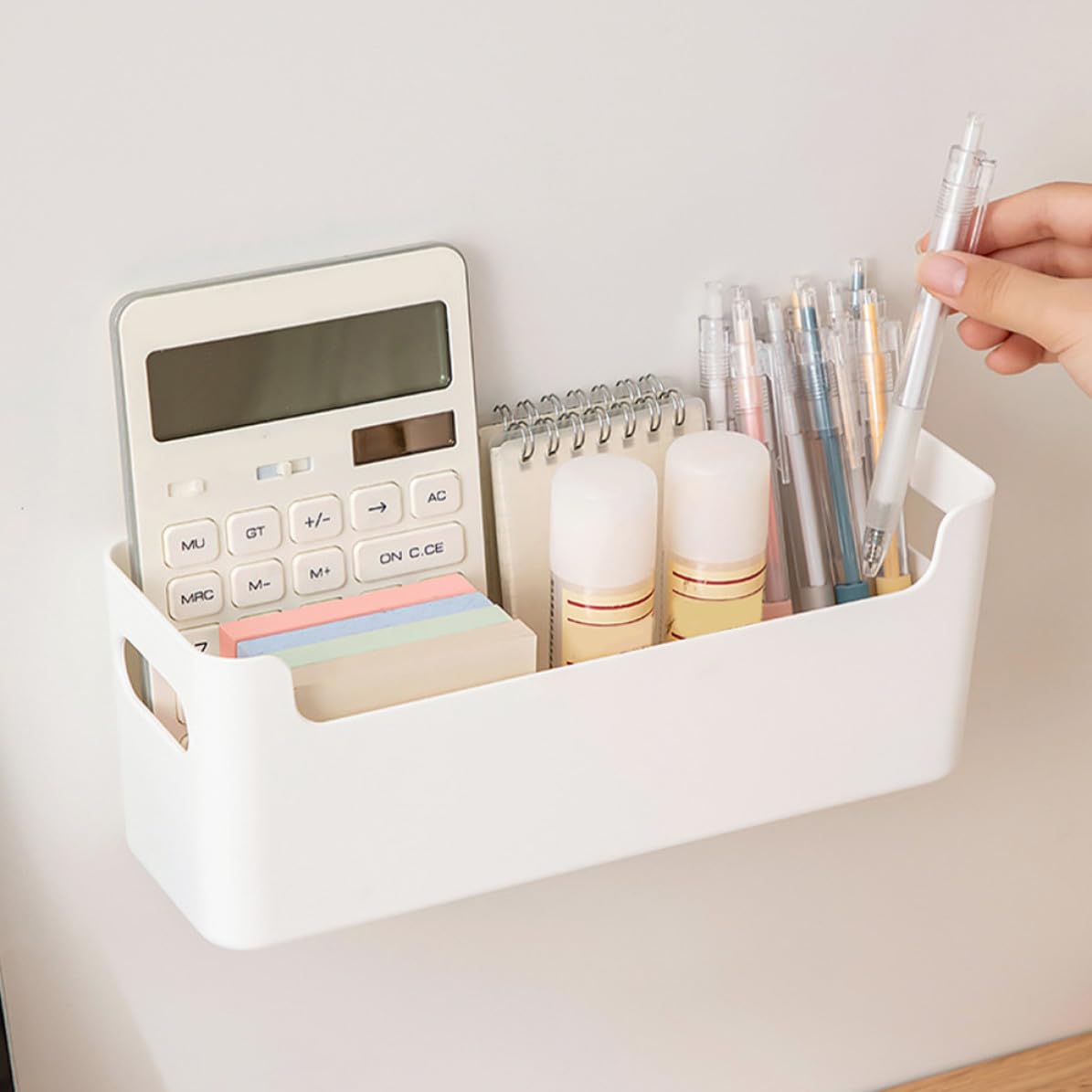 Schreibtisch Organizerbox 2 Stück aus Pp mit Griffen, Weiß
