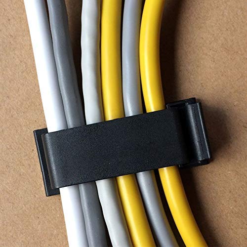 SOULWIT® 50 Stück Stark Selbstklebende kabelmanagement, Kabel Organizer, Kabel Clips für TV, PC, Laptop, Ethernet Kabel, Schreibtisch, Heim, Büro (Schwarz)