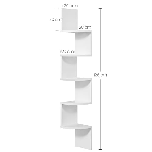 VASAGLE Eckregal, Wandregal 5 Ebenen, Schweberegal für Bücher