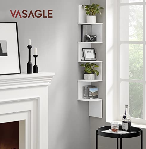VASAGLE Eckregal, Wandregal 5 Ebenen, Schweberegal für Bücher