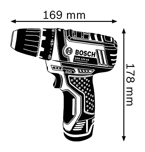 Bosch PRO 12V System Akku Bohrschrauber GSR 12V-15 (inkl. 2x2.0 Akku, Ladegerät, 39tlg.-Zubehör-Set, Werkzeugtasche) - Amazon Exclusive