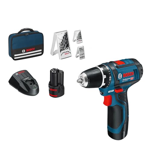 Bosch PRO 12V System Akku Bohrschrauber GSR 12V-15 (inkl. 2x2.0 Akku, Ladegerät, 39tlg.-Zubehör-Set, Werkzeugtasche) - Amazon Exclusive