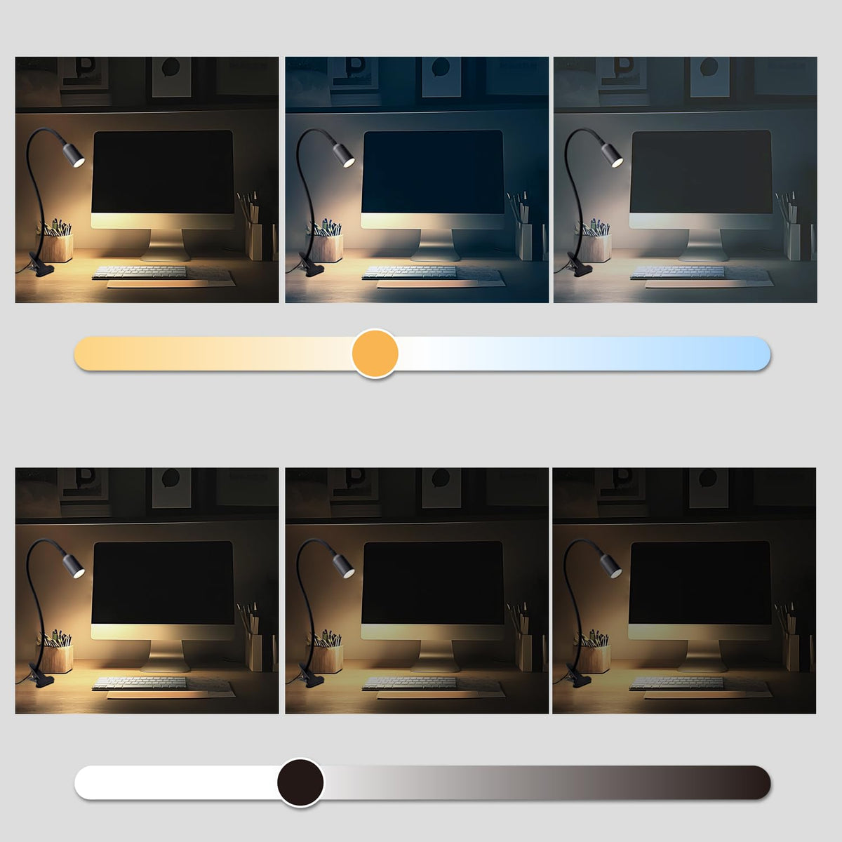 da LIGHT Leselampe Bett Klemme, LED Schreibtischlampe Klemmbar mit 3 Farbtemperaturen, Dimmbare Klemmlampe Bett, USB Tischlampe mit Kabel Schwarz für Studieren Lesen Arbeiten