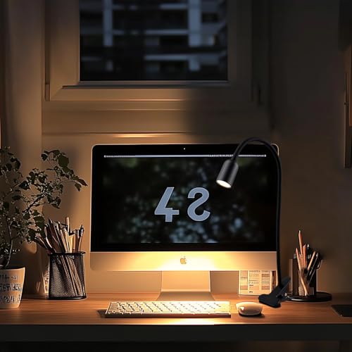 da LIGHT Leselampe Bett Klemme, LED Schreibtischlampe Klemmbar mit 3 Farbtemperaturen, Dimmbare Klemmlampe Bett, USB Tischlampe mit Kabel Schwarz für Studieren Lesen Arbeiten