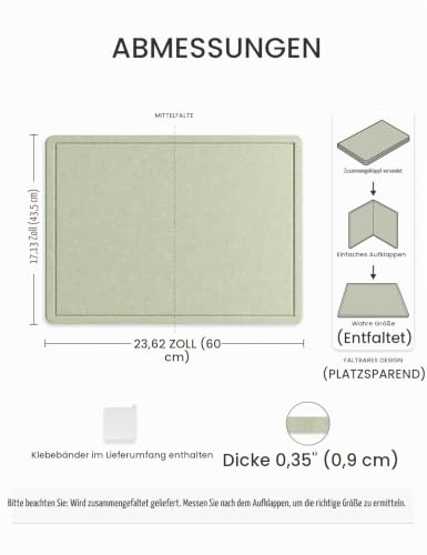 Fluxynara Filz Pinnwand 60 x 43,5 cm, Modernes Memoboard,Salbeigrün