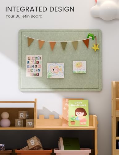 Fluxynara Filz Pinnwand 60 x 43,5 cm, Modernes Memoboard,Salbeigrün