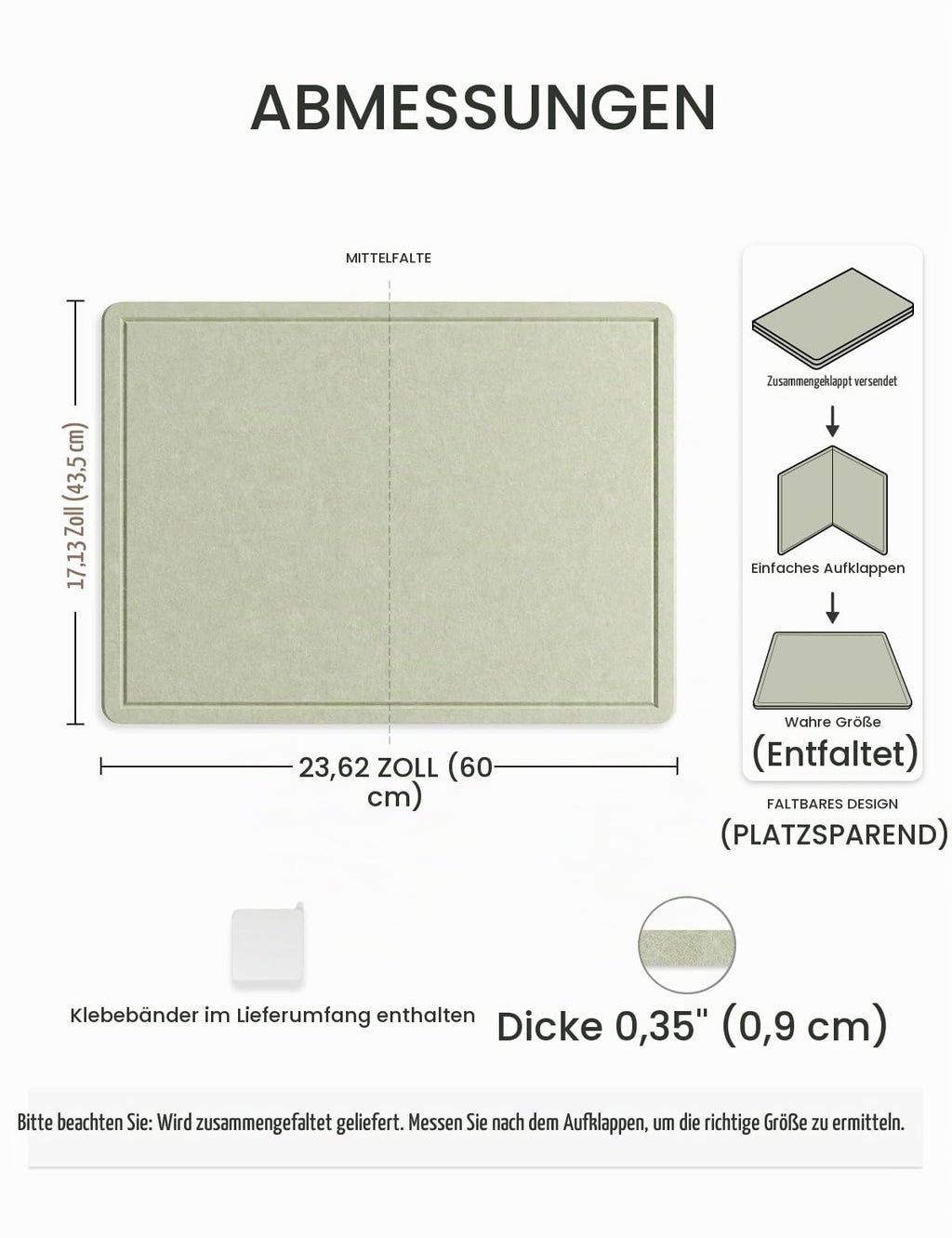 Fluxynara Filz Pinnwand 60 x 43,5 cm, Modernes Memoboard,Salbeigrün