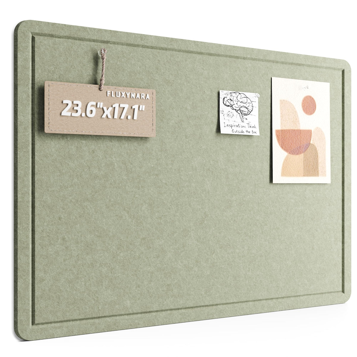 Fluxynara Filz Pinnwand 60 x 43,5 cm, Modernes Memoboard,Salbeigrün