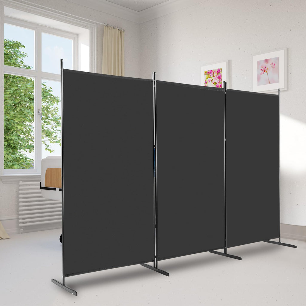 Raumteiler Klappbar Freistehend Trennwand Paravent Umkleide Sichtschutz Wand Raumtrenner 3-TLG. 260x180cm Polyestertuch (Schwarz)