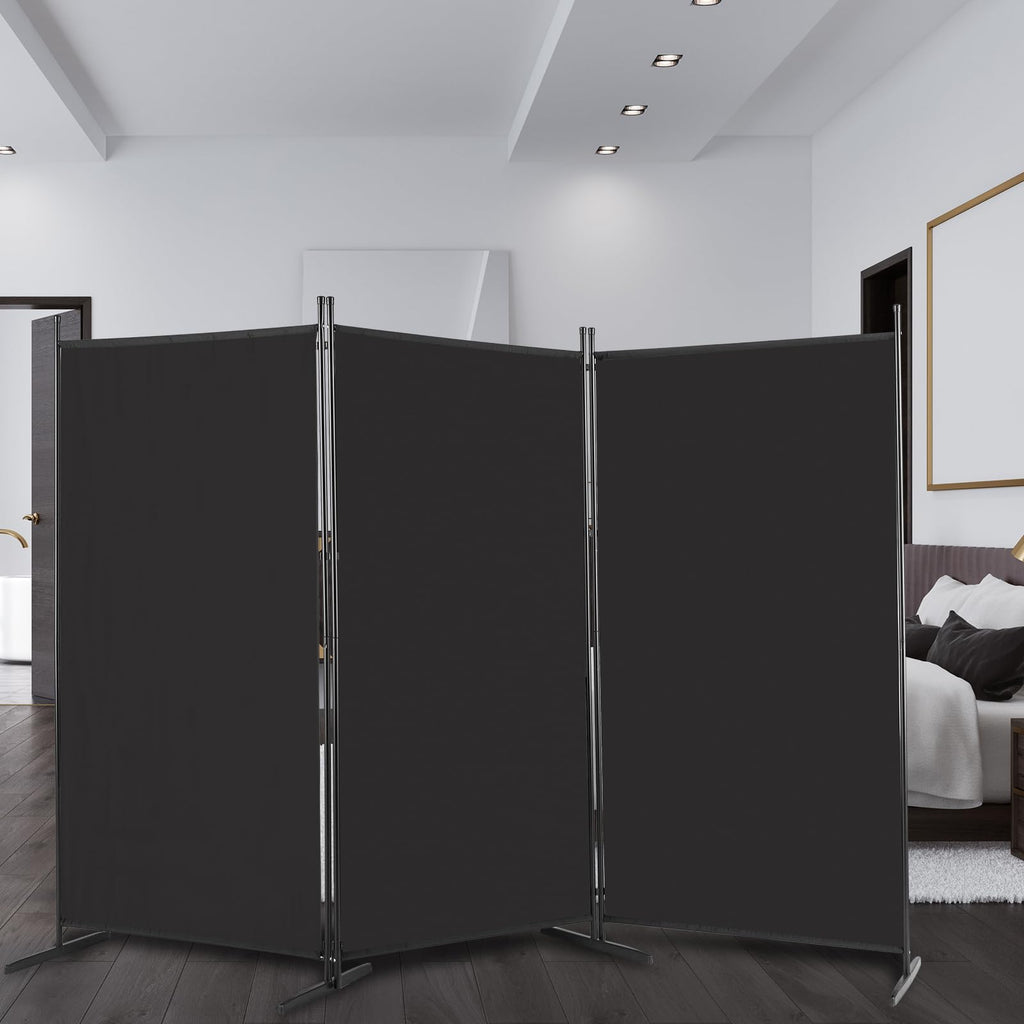 Raumteiler Klappbar Freistehend Trennwand Paravent Umkleide Sichtschutz Wand Raumtrenner 3-TLG. 260x180cm Polyestertuch (Schwarz)