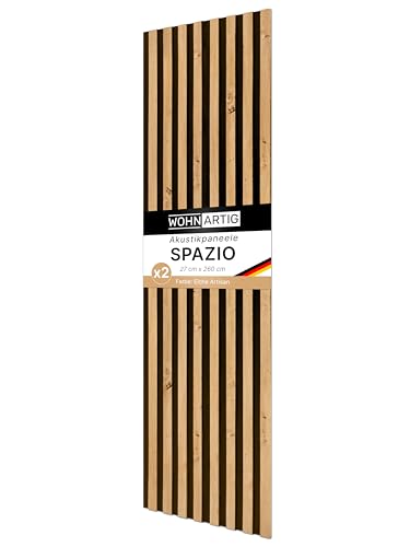 wohnartig® Akustikpaneele Spazio - 260 cm x 54 cm* Set - (Set = 2 Stück 260 cm x 27 cm) | Farbe: Eiche Artisan | Wandverkleidung | Akustikpaneel | Wandpaneele auf Filz |