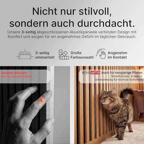 wohnartig® Akustikpaneele Spazio - 260 cm x 54 cm* Set - (Set = 2 Stück 260 cm x 27 cm) | Farbe: Eiche Artisan | Wandverkleidung | Akustikpaneel | Wandpaneele auf Filz |
