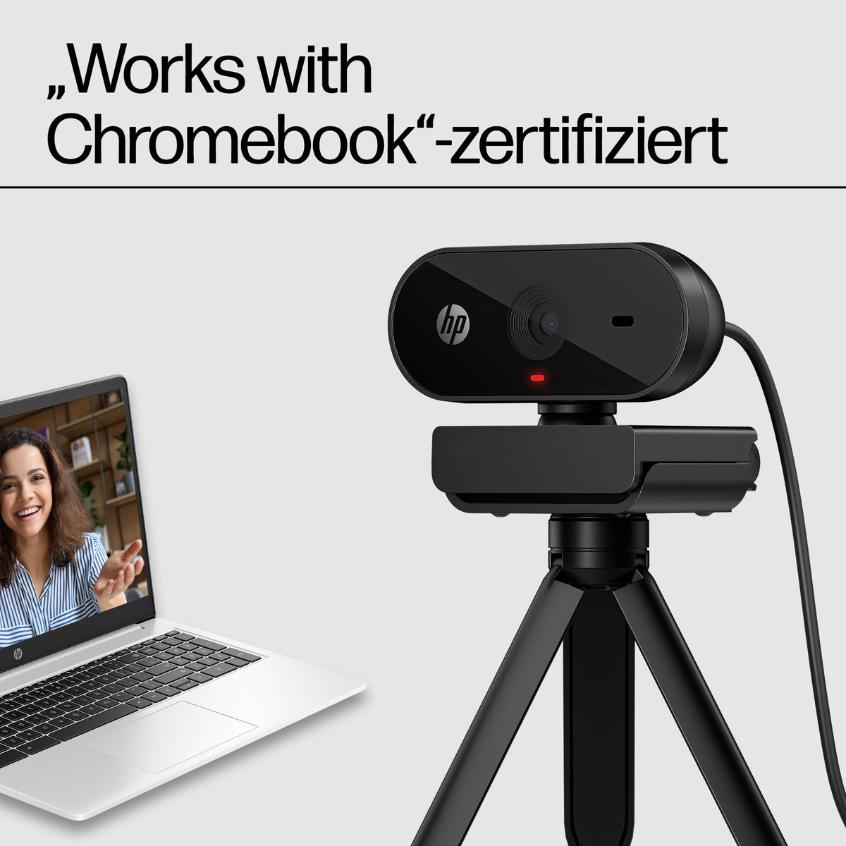 HP - PC 320 All-in-One-Webcam (USB-A, 1080p/Full HD Auflösung, 360° schwenkbar, 66°-Weitwinkel, Belichtungskorrektur, Autofokus) Schwarz mit integriertem Mikrofon