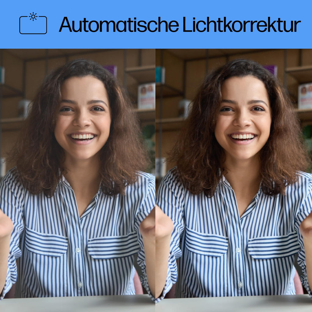 HP - PC 320 All-in-One-Webcam (USB-A, 1080p/Full HD Auflösung, 360° schwenkbar, 66°-Weitwinkel, Belichtungskorrektur, Autofokus) Schwarz mit integriertem Mikrofon